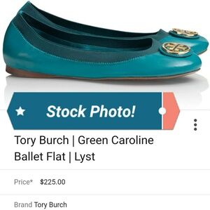 Tory Burch 8.5 Green Teal Caroline Ballet Flats